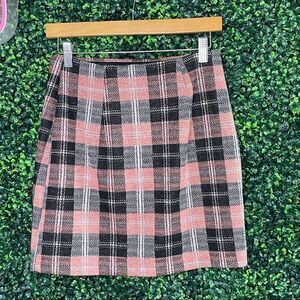 Pink Metallic & Plaid Skirt Sz S